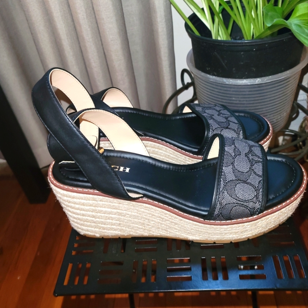 Coach Korey Signature C Epadrille Wedge Sandals